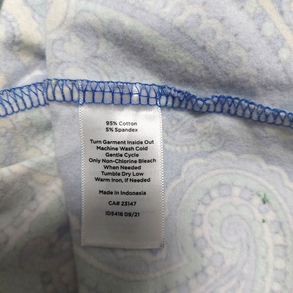 Talbots  Womens Stretch Cotton Tee Top Short Sleeve Paisley Multicolor Casual - Picture 7 of 8